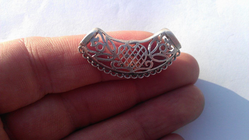 2 Antique Silver Plated Brass   Findings  G19