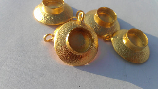 2 Pcs Gold Plated Brass Bezel Findings,Pendant  G14607