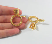 Gold Ring Blank Ring Settings Ring Bezel Base Cabochon Mountings Adjustable  (8mm blank) , Gold Plated Brass G11915