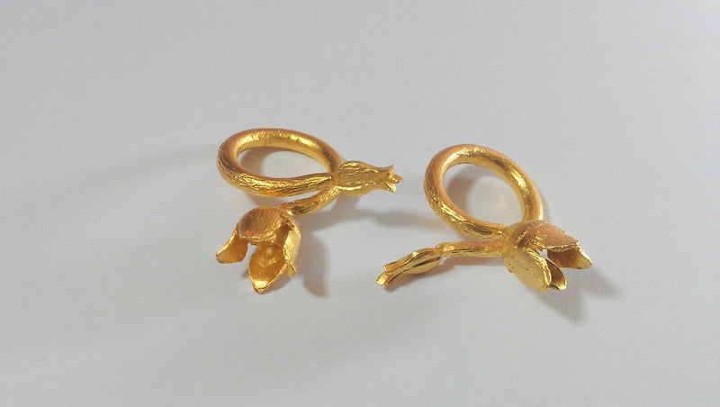 Gold Ring Blank Ring Settings Ring Bezel Base Cabochon Mountings Adjustable  (8mm blank) , Gold Plated Brass G11915