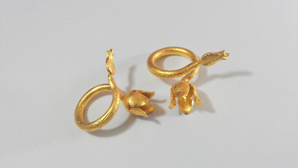 Gold Ring Blank Ring Settings Ring Bezel Base Cabochon Mountings Adjustable  (8mm blank) , Gold Plated Brass G11915