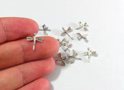 10 Pcs Antique Silver Plated Brass Dragonfly Charms  G9236