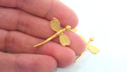 2 Gold Dragonfly Charms, Gold Plated Brass G67