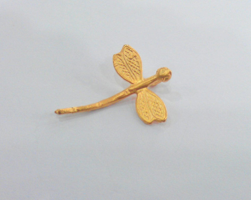 2 Gold Dragonfly Charms, Gold Plated Brass G67