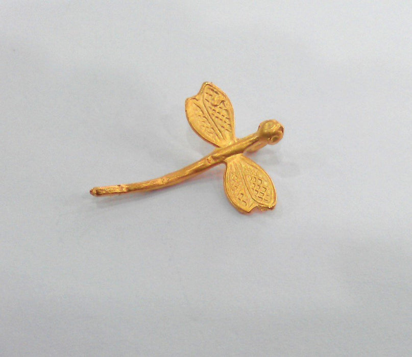 2 Gold Dragonfly Charms, Gold Plated Brass G67