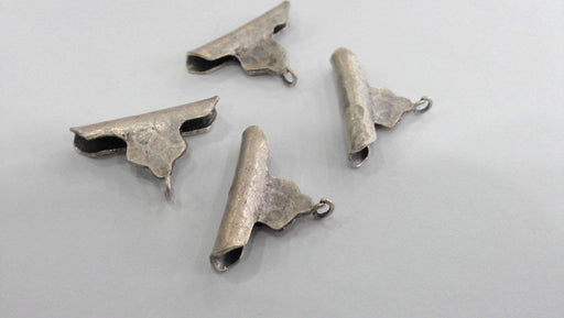 4 Bail Connector Silver Connector Findings Antique Silver Plated Brass  G16286