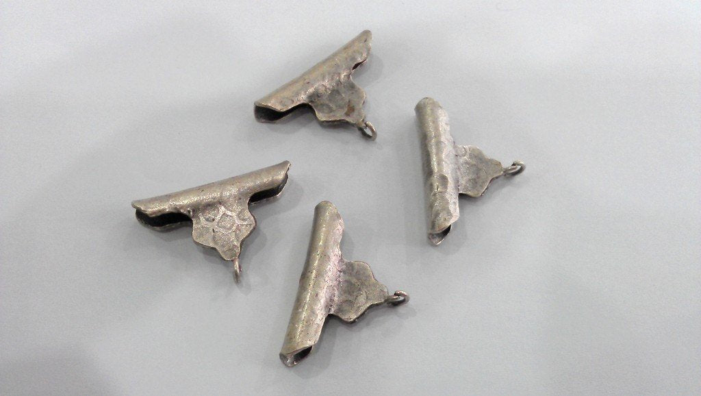 4 Bail Connector Silver Connector Findings Antique Silver Plated Brass  G16286