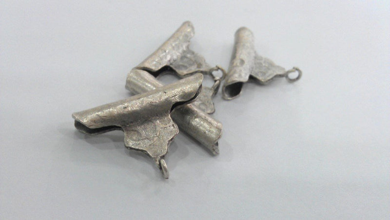 2 Bail Connector Findings Antique Silver Plated Brass Connector G16286