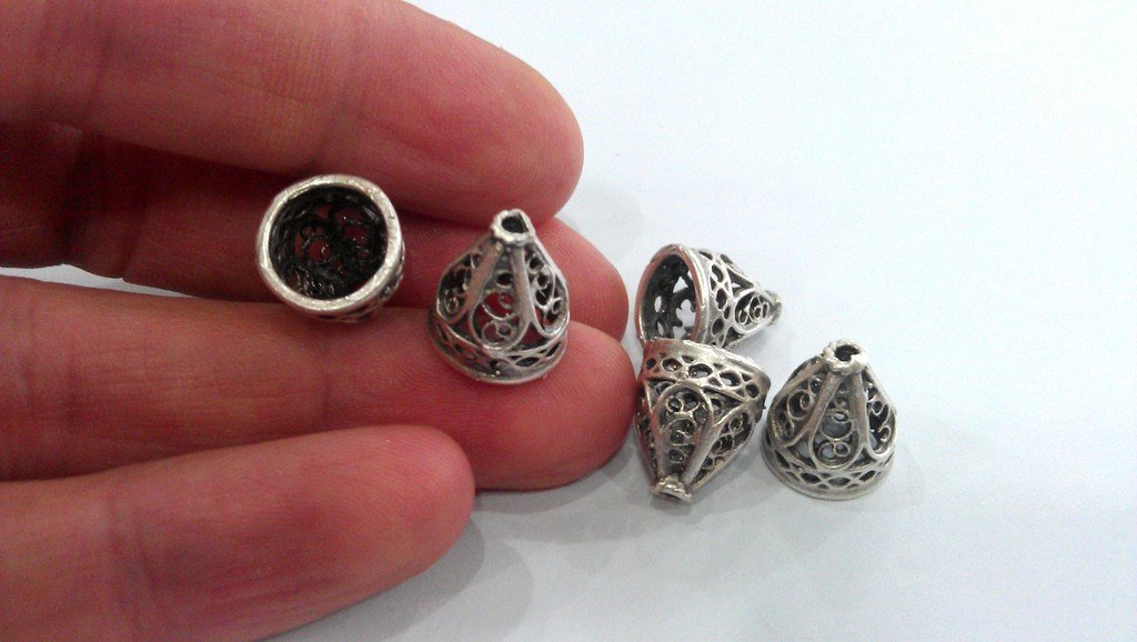 10 Silver Cone Findings Silver Plated Brass Findings G10795