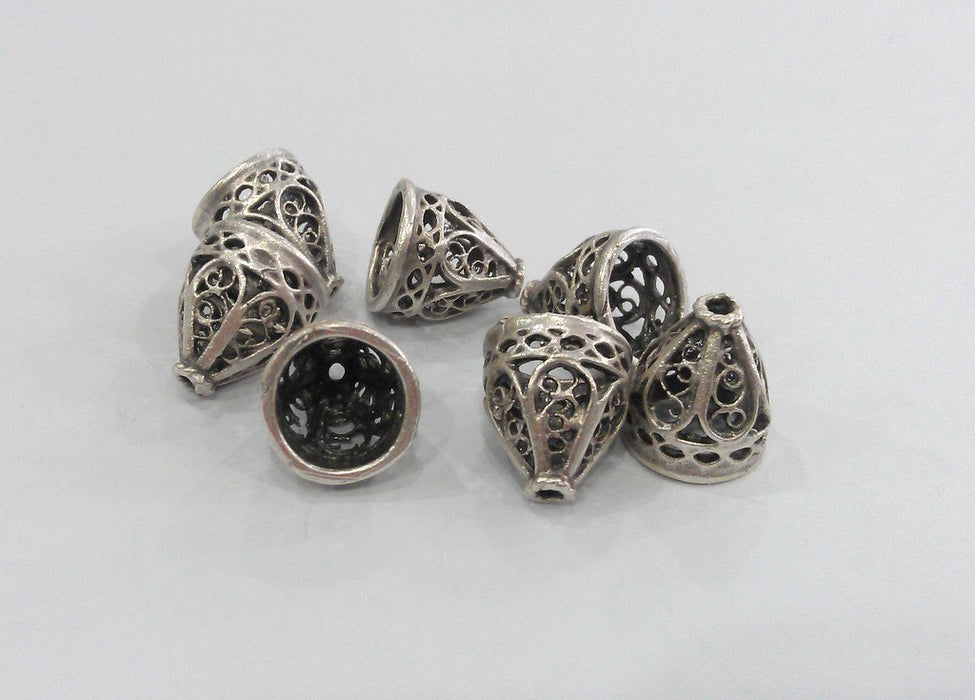 10 Silver Cone Findings Silver Plated Brass Findings G10795