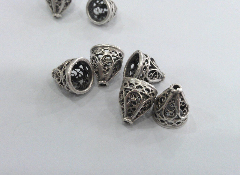 10 Silver Cone Findings Silver Plated Brass Findings G10795