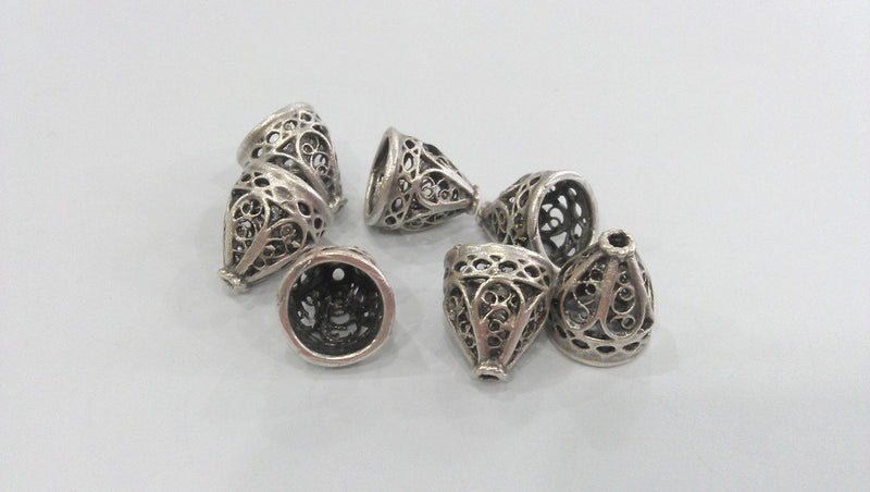 2 Silver Cone Findings Silver Plated Brass Findings G10795