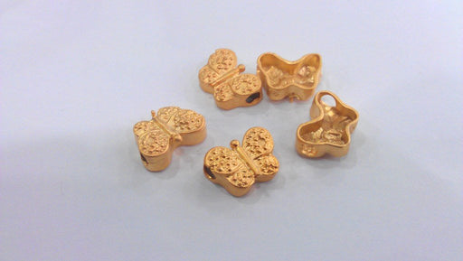 2 Butterfly Charms  Gold Plated Charm Gold Plated Brass G9537