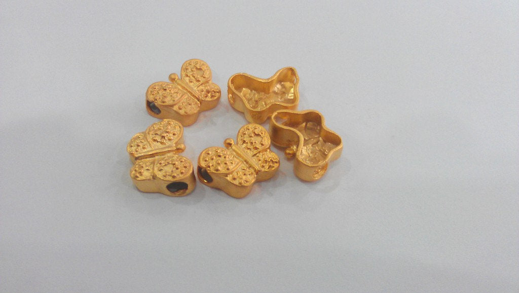 2 Butterfly Charms  Gold Plated Charm Gold Plated Brass G9537