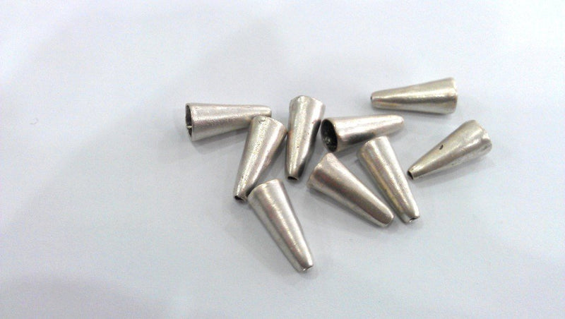 2 Silver Cone Antique Silver Plated Brass Cones G75