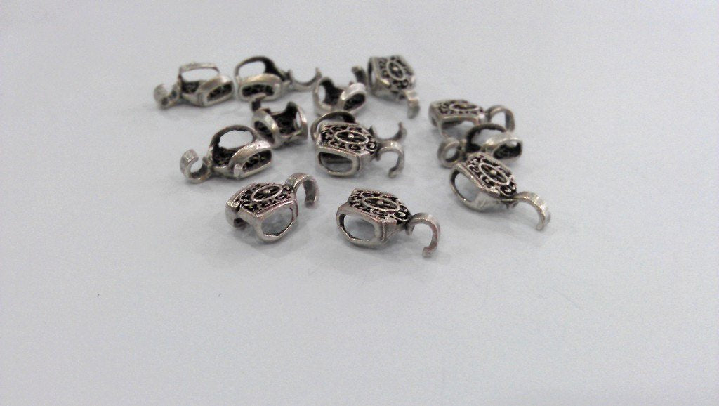 4 Silver Bail Findings Antique Silver Plated Brass  Connector ,Findings  G11488