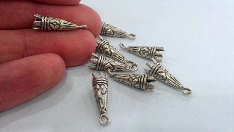 4 Pcs Antique Silver Plated Brass Findings,Pendant  G13521