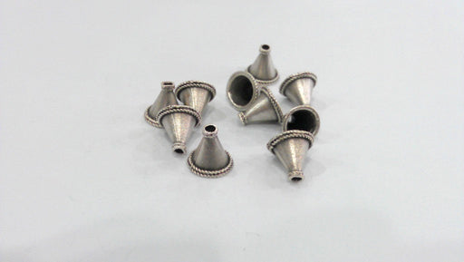 2 Antique Silver Plated Brass Cones , Findings  G9839