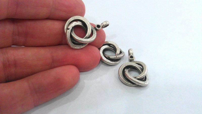 2 Silver Charm Antique Silver Plated Brass  Charms  G11914
