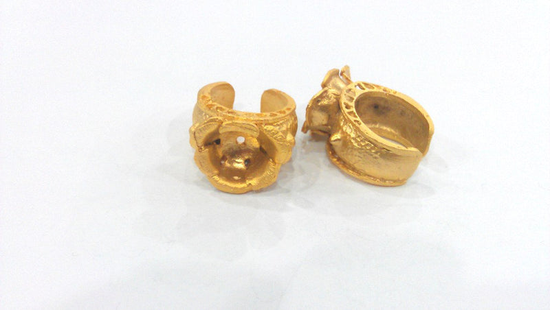 Gold Ring Setting Blank Adjustable Ring Blank,(12mm Blank) , Gold Plated Brass  G10785