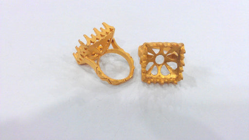 Ring Blank (16x16 mm Blank) , Gold Plated Brass G113