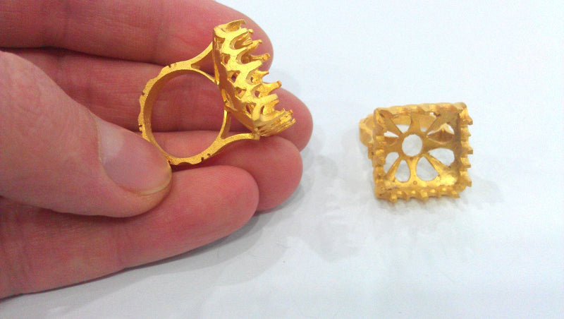 Ring Blank (16x16 mm Blank) , Gold Plated Brass G113