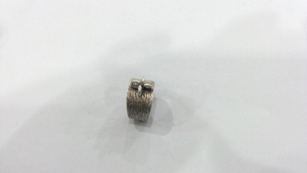 Antique Silver Plated Brass Adjustable  Ring with a Loop Setting ,Findings G9192