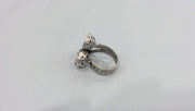Antique Silver Plated Brass Adjustable Ring Base Blank  (9mm Blank)  G116