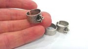5 Pcs  Antique Silver Plated Brass Adjustable  Ring with a Loop Setting ,Findings G9192
