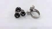 Antique Silver Plated Brass Adjustable Ring Base Blank  (9mm Blank)  G116