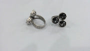 Antique Silver Plated Brass Adjustable Ring Base Blank  (9mm Blank)  G116