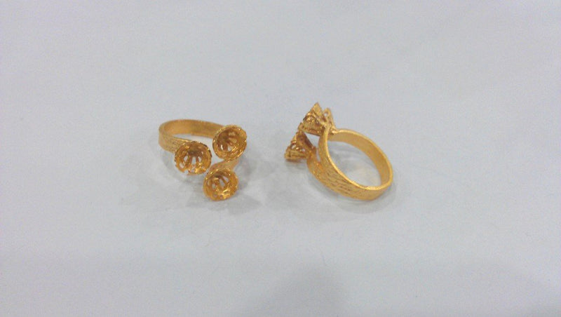 Adjustable Ring Blank  (6 mm blank)  Gold Plated Brass  G11494