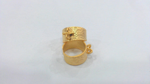 Adjustable Ring Base Blank with a Loop Setting Findings , Gold Plated Brass G120