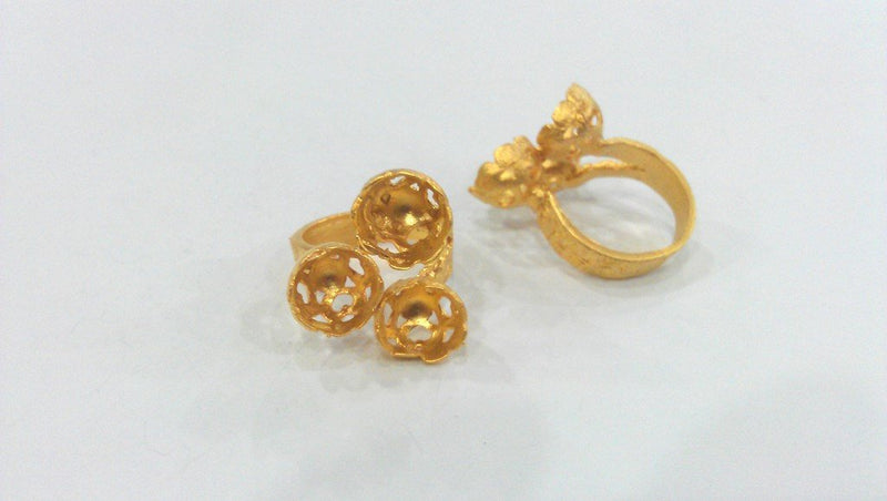 Adjustable Ring Base Blank  (9mm Blank)   Gold Plated Brass  G122
