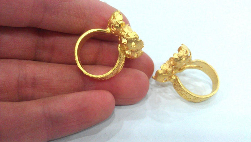 Adjustable Ring Base Blank  (9mm Blank)   Gold Plated Brass  G122