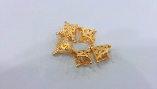 2 Gold Cone Findings , Gold Plated Brass 2 Pcs   G9226