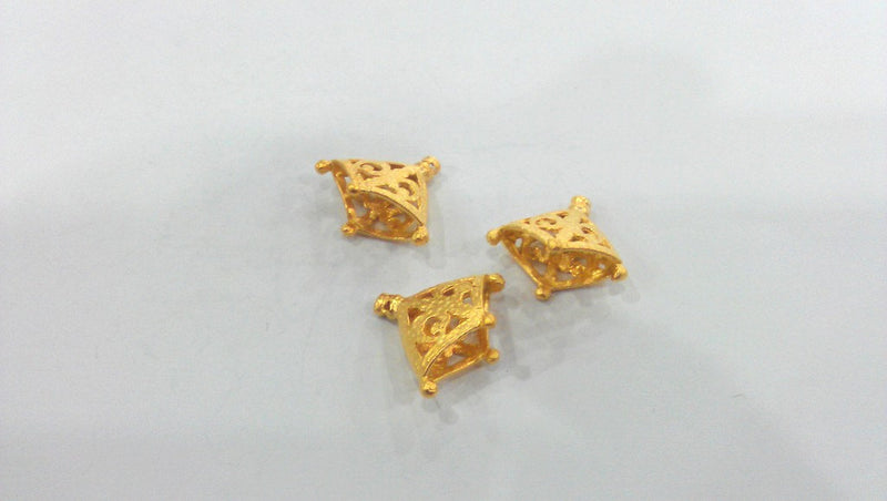 4 Pcs Cone Findings , Gold Plated Brass G9226