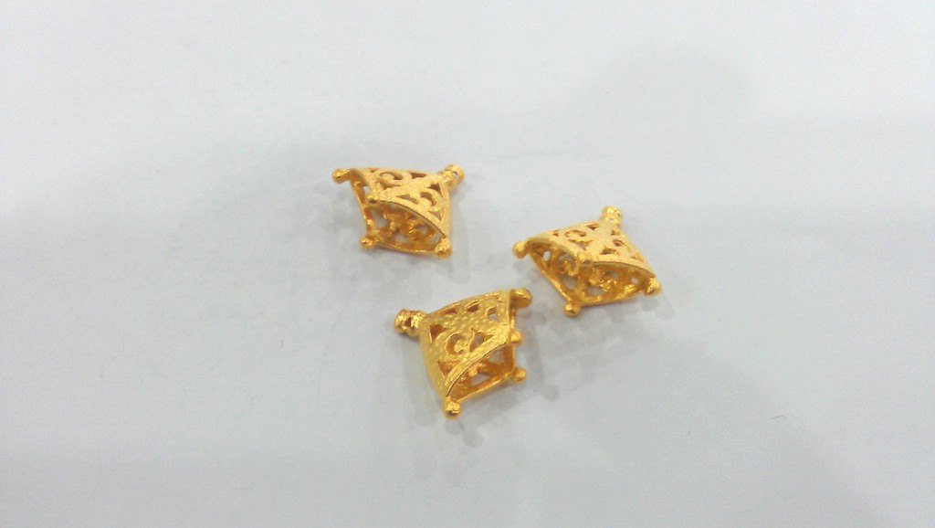 2 Gold Cone Findings , Gold Plated Brass 2 Pcs   G9226