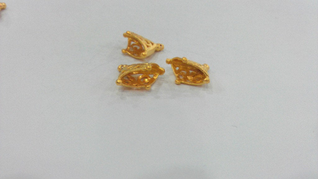 2 Gold Cone Findings , Gold Plated Brass 2 Pcs   G9226