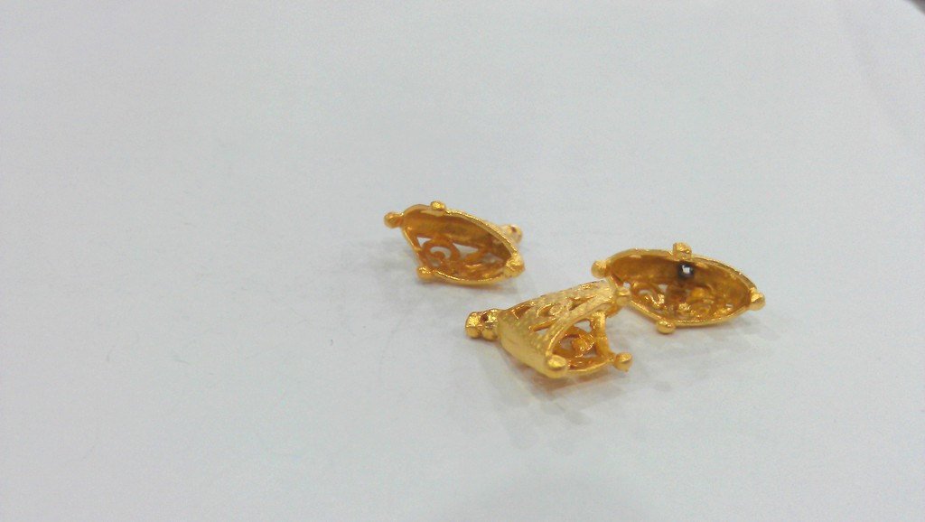 2 Gold Cone Findings , Gold Plated Brass 2 Pcs   G9226