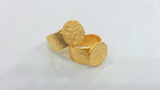 10 Ring Blank Base Bezel Setting Adjustable Ring Blank (15mm Blank) , Gold Plated Brass  G12934