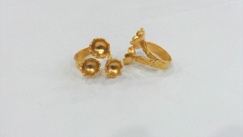 Adjustable Ring Base Blank ( 10 mm Blank) , Gold Plated Brass G14766