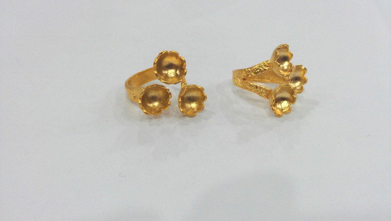 Adjustable Ring Base Blank ( 10 mm Blank) , Gold Plated Brass G14766