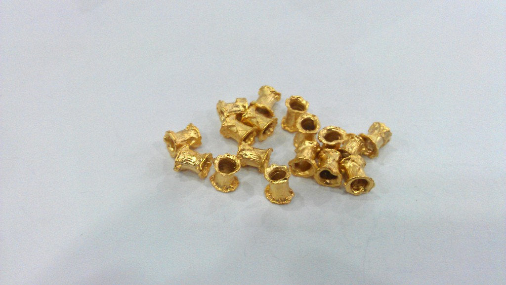 5 Tube Beads , Gold Plated Brass  G9232