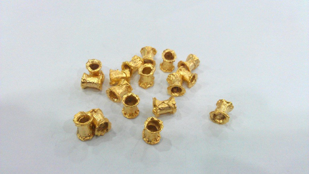 5 Tube Beads , Gold Plated Brass  G9232