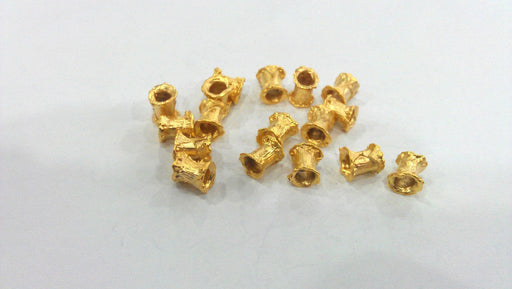 5 Tube Beads , Gold Plated Brass  G9232