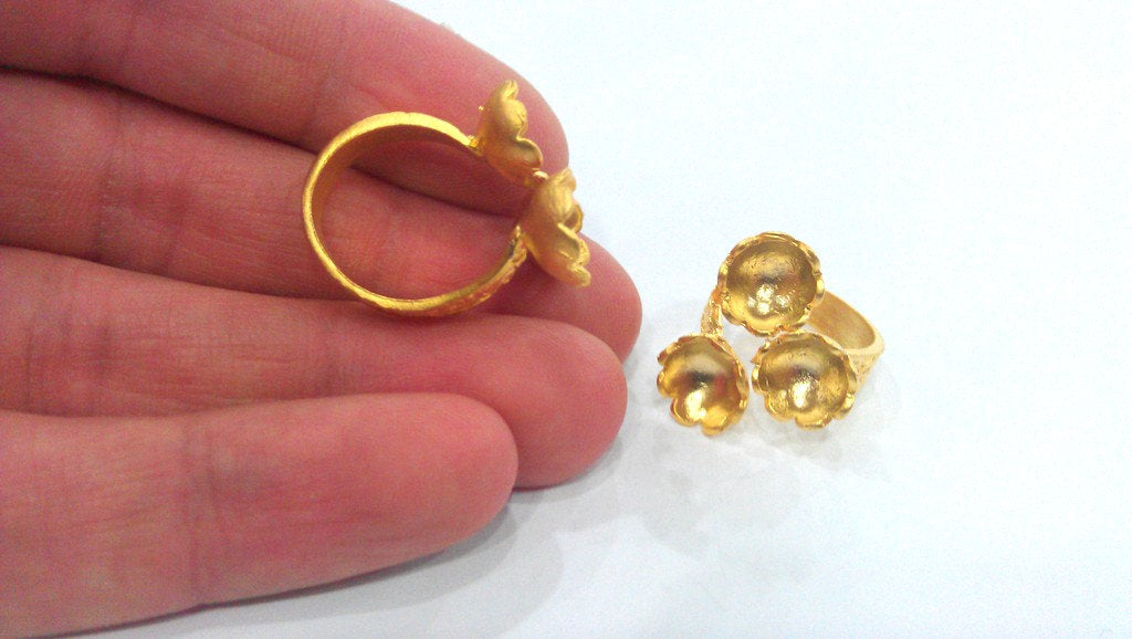 Adjustable Ring Base Blank ( 10 mm Blank) , Gold Plated Brass G14766