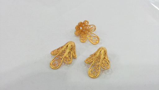 2 Gold Plated Cones  Bead Caps , Findings , Gold Plated Brass G14363