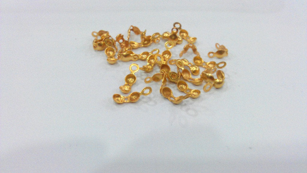 50 Gold Plated Cord Ends, Findings , Gold Plated Brass    G14238