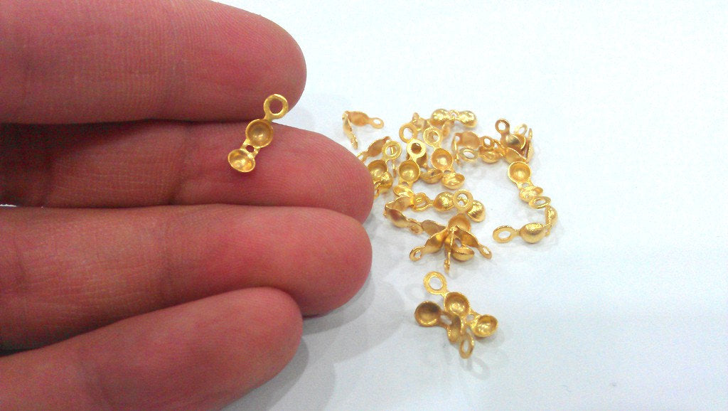 20 Pcs Gold Plated Brass Cord Ends,Findings   G14238